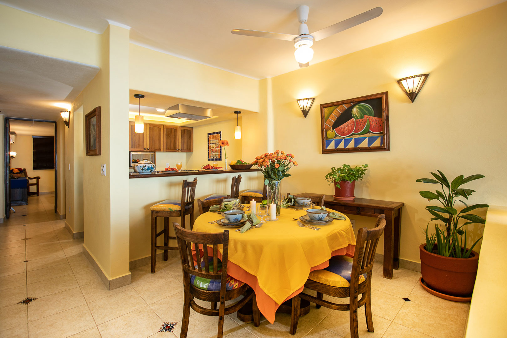 A colorful dining area at TPI's Lindo Mar Resort in Puerto Vallarta, Mexico.